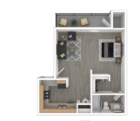 Floor plan for studio, 1 bath, 700 sqft